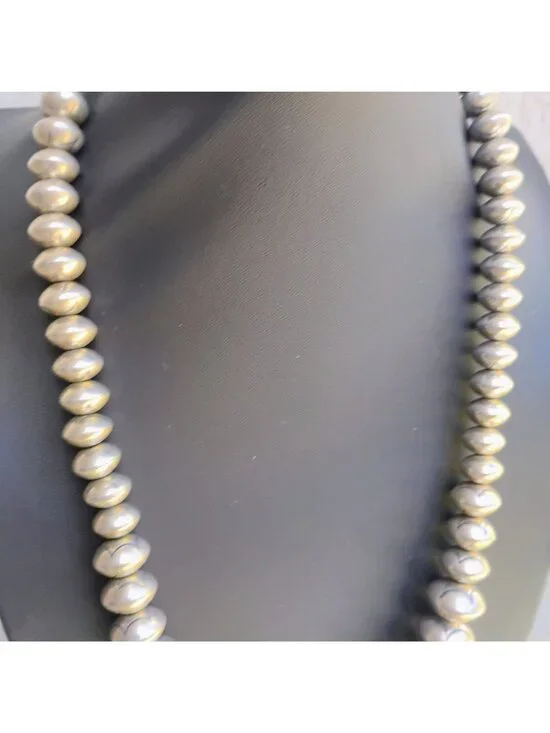 Vtg Roy Vandever Navajo Pearl Bench Bead Sterling Silver Graduated Necklace 23" - Picture 9 of 16